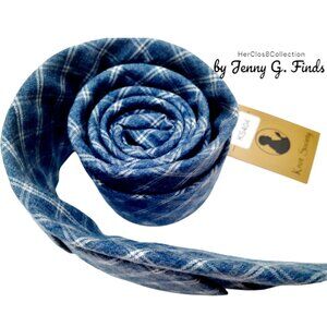 Knot Society Blue White Plaid Phoenix 100% Cotton Mens Neck Tie NWT
